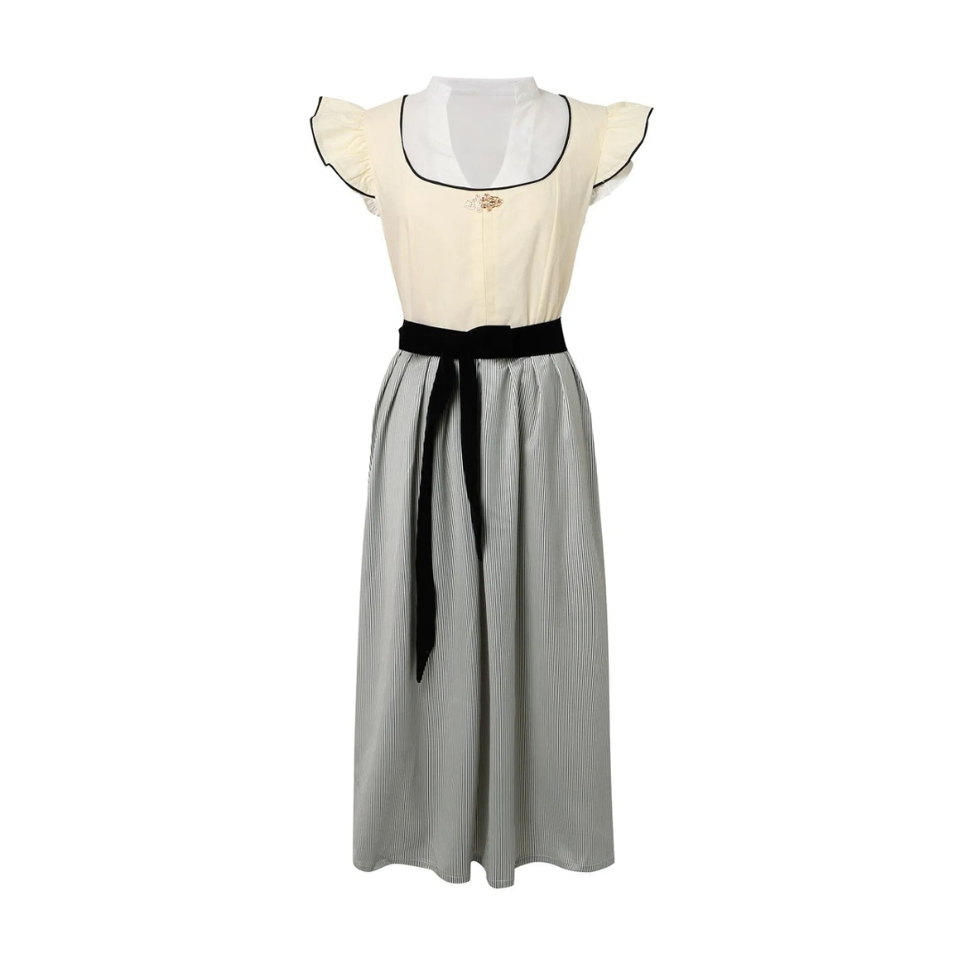 Dame Ærmeløs Dirndl-Kjole | Blondedetaljer & Midi-Længde | Traditionel Oktoberfest-Kjole Til Festivaler & Events | Vanero