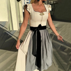 Dame Ærmeløs Dirndl-Kjole | Blondedetaljer & Midi-Længde | Traditionel Oktoberfest-Kjole Til Festivaler & Events | Vanero