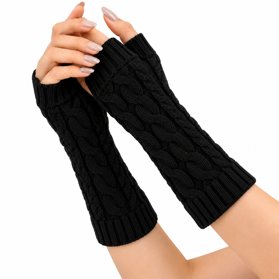 Fingerløse Strikhandsker | 100% Akryl & Strækbar Konstruktion | Unisex One Size Med Hånd- & Håndledsdækning | Vanero