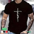 Herre T-Shirt Let Tekstilmateriale | Relaxed Fit Hverdagsbeklædning | Korsmotiv Design Til Hverdag & Fritidsbrug | Vanero