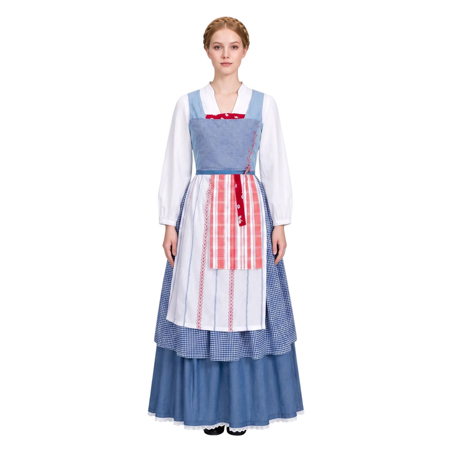Dame Trachtenkjole i Polyesterblanding | Justerbare Stropper & Lommer | Traditionel Kjole Til Oktoberfest & Temafester | Vanero