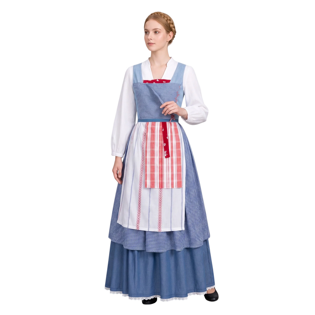 Dame Trachtenkjole i Polyesterblanding | Justerbare Stropper & Lommer | Traditionel Kjole Til Oktoberfest & Temafester | Vanero