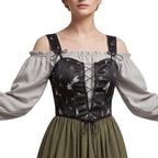 Dame Trachtenkjole i Polyester | Regular Pasform & Puffærmer | Traditionelt Inspireret Folkekjole Til Oktoberfest & Fester | Vanero