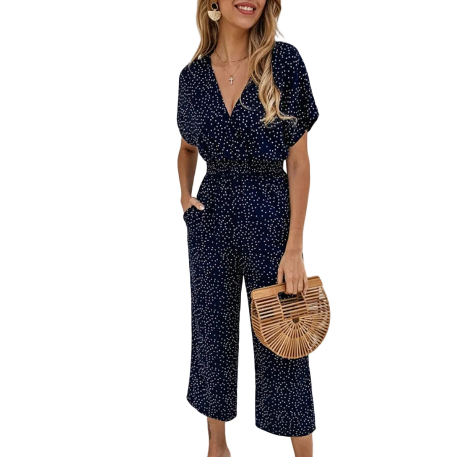 Dame Jumpsuit I Bomuldsblanding | Løstsiddende V-Hals Med Korte Ærmer | Sommerbrug | Vanero