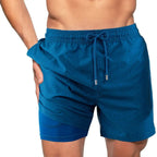 Herre 2 I 1 Badeshorts | Hurtigttørrende Badebukser Med Kompressionsindershorts Og Lynlåslommer | Vanero