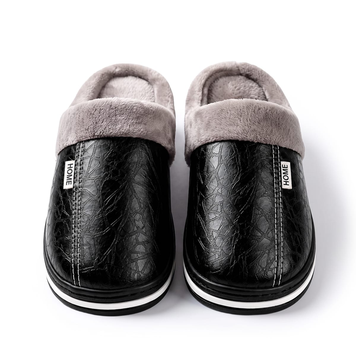 Forede PU-Lædertoffler | Syntetisk Kunstpelsfor & Struktureret Grebssål | Slip-On Fodtøj Til Voksne & Børn | Vanero