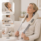 Trådløs Nakke- & Skuldermassager | 6 Roterende Knuder & Grafenvarme | Genopladeligt Design Med 2 Hastigheder | Vanero