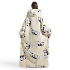 Oversized Tæppepullover Med Hætte | 100 % Polyester-Flanell-Fleece | Langt Bærbart Tæppe Med Stor Frontlomme | Vanero