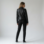 Bikerjakke I Polyester Til Dame | Asymmetrisk Lynlås & Struktureret Krave | Regular Fit Overgangsjakke Til Hverdag | Vanero