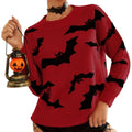 Dame Halloween Trøje i Polyester | Rund Hals Jacquard Flagermusdesign | Langærmet Pullover Til Efterår & Vinter | Vanero