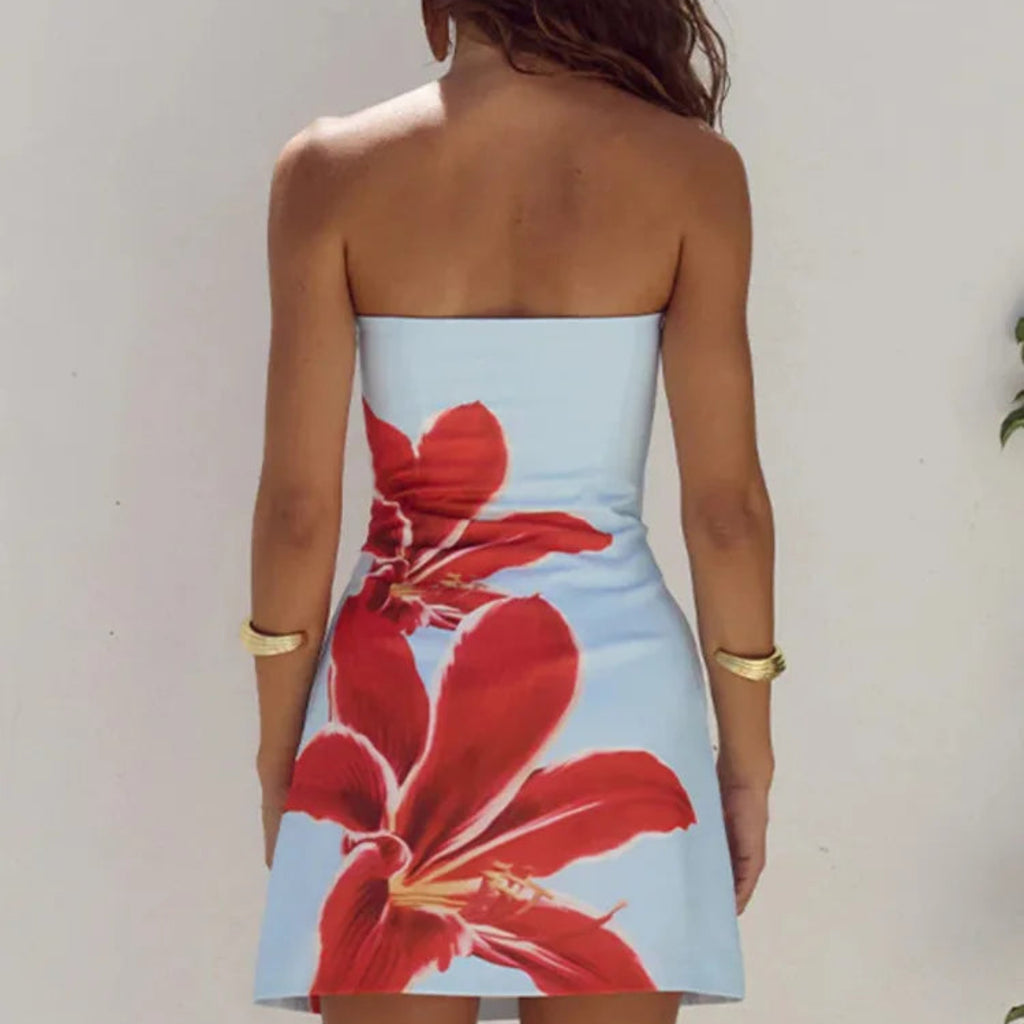 Dame Mini Kjole | Kjole Med Blomsterprint Og Justerbare Stropper | Hverdagsbrug Og Ferie | Vanero