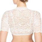 Dame Dirndl-Bluse i Polyester | Blondemønster & Formet Halsudskæring | Traditionel Top Til Oktoberfest & Festival | Vanero