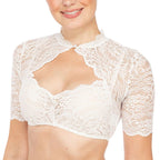 Dame Dirndl-Bluse i Polyester | Blondemønster & Formet Halsudskæring | Traditionel Top Til Oktoberfest & Festival | Vanero
