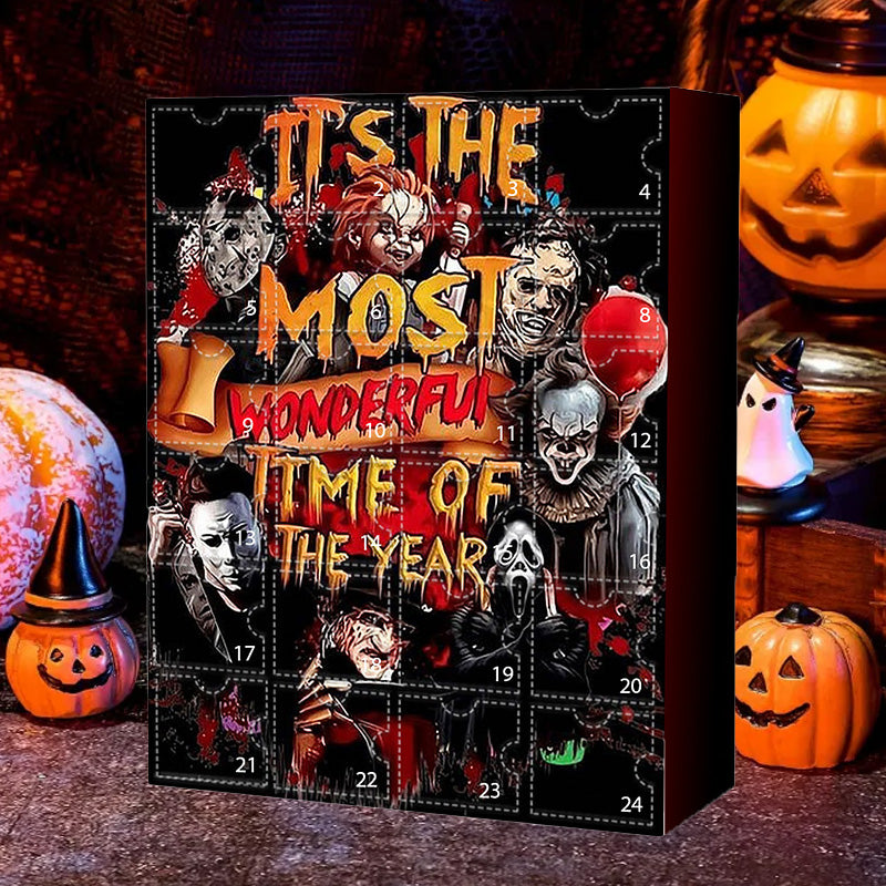 Adventskalender Med Gyserfigurer | 24 Minifigurer & Souvenirs | Halloween-Inspireret Nedtællingskalender | Vanero