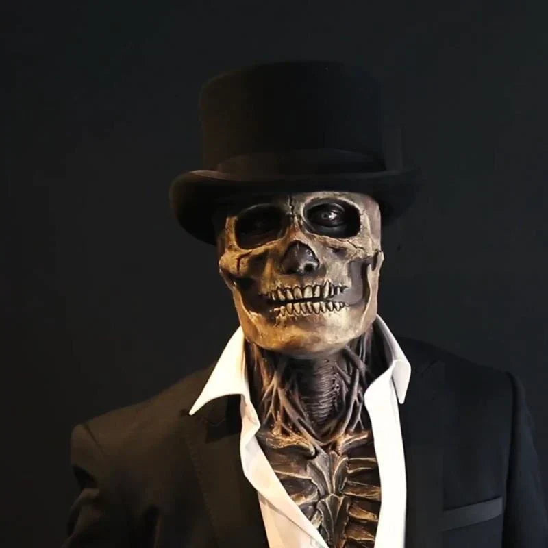 Halloween Skelet Gysermaske | Latexkonstruktion & Detaljeret Kraniedesign | Kostumemaske Til Fester & Temabegivenheder | Vanero