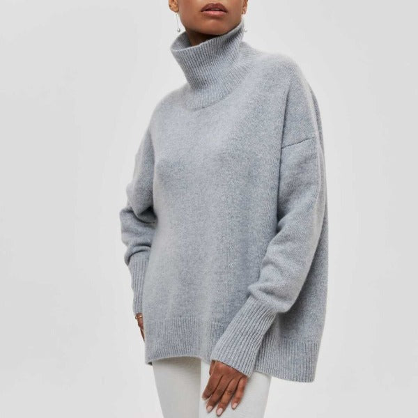 Dame Rullekrave i Jersey | Oversized Pasform & Lange Ærmer | Pullover Til Hverdagsbrug, Efterår & Vinter | Vanero