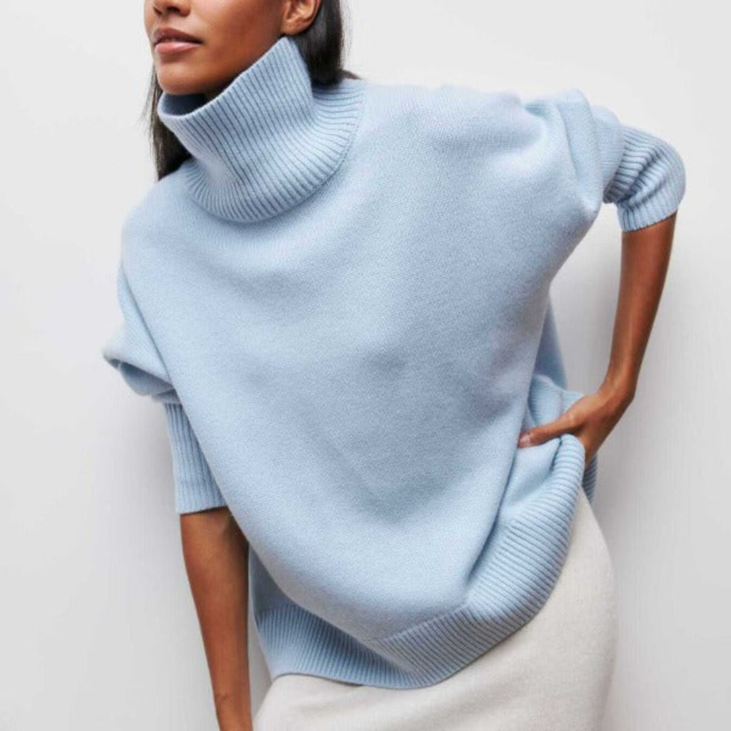 Dame Rullekrave i Jersey | Oversized Pasform & Lange Ærmer | Pullover Til Hverdagsbrug, Efterår & Vinter | Vanero