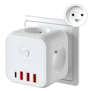 7-i-1 Stikdåse Med USB-Opladning | 3 AC-Udtag 3 USB-A & USB-C-Port | Overspændingsbeskyttelse Til Hjem & Kontor | Vanero