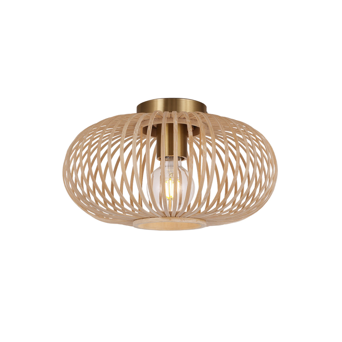 Loftlampe Med Flettet Bambusskærm | Ø45 cm Naturfiber Konstruktion | E27 Indendørs Belysning Til Stuer Og Spiseområder | Vanero