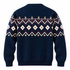 Strikpullover Til Herre | Nordisk Inspireret Jacquard Med Rombe- & Zigzagmønster | Løs Pasform, Rund Hals & Ribbede Manchetter | Vanero