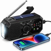 Nødradio Med Solceller og Håndsving | AM FM NOAA Modtagelse | Lommelygte SOS-Alarm og USB-Opladning | Vanero