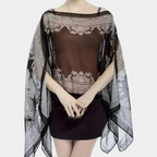 Dame Poncho Skærf Chiffon | One-Size Omslag til Lag-På-Lag Styling | Let Design til Hverdagsbrug & Sæsonbrug | Vanero