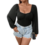 Dame Bodysuit Polyester Spandexblanding | Slim Fit Langærmet Bodysuit | Rynkede Detaljer Til Hverdagsbrug & Sociale Aktiviteter | Vanero