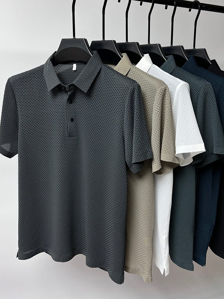 Herre Poloshirt Mesh-Stof | Regular Fit Poloshirt | Hurtigtørrende Design til Sommerbrug & Hverdagsbrug | Vanero