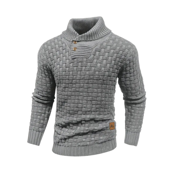 Mark Bomuldskonstruktion | Afslappet Pasform Strikket Sweater | Høj Krave Med Knapdetaljer til Daglig Brug & Kølige Vejrforhold | Vanero