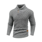 Mark Bomuldskonstruktion | Afslappet Pasform Strikket Sweater | Høj Krave Med Knapdetaljer til Daglig Brug & Kølige Vejrforhold | Vanero