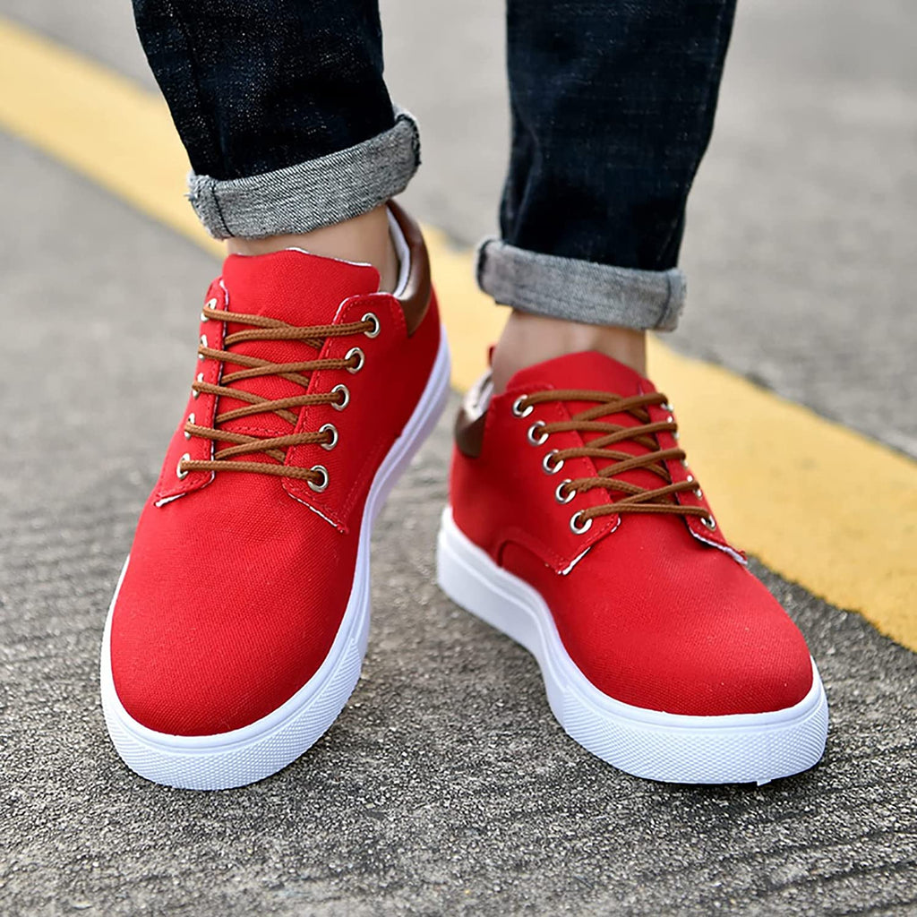Herre Canvas Sneakers Lav Profil Design | Snørelukket Fritidsfodtøj | Gummisål Til Hverdag & Fritidsbrug | Vanero