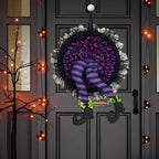 Halloween Heksekrans | Lilla Hængende Ben-Design | Sæsondekoration Til Døre, Indgange, Verandaer & Halloween-Fester | Vanero