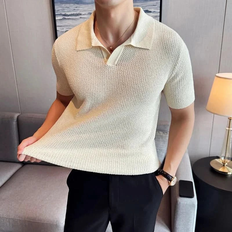 Herre Polo T-Shirt Bomuldsblanding | Regular Fit Polo T-Shirt | V-Hals Design til Hverdagsbrug & Kontorbrug | Vanero