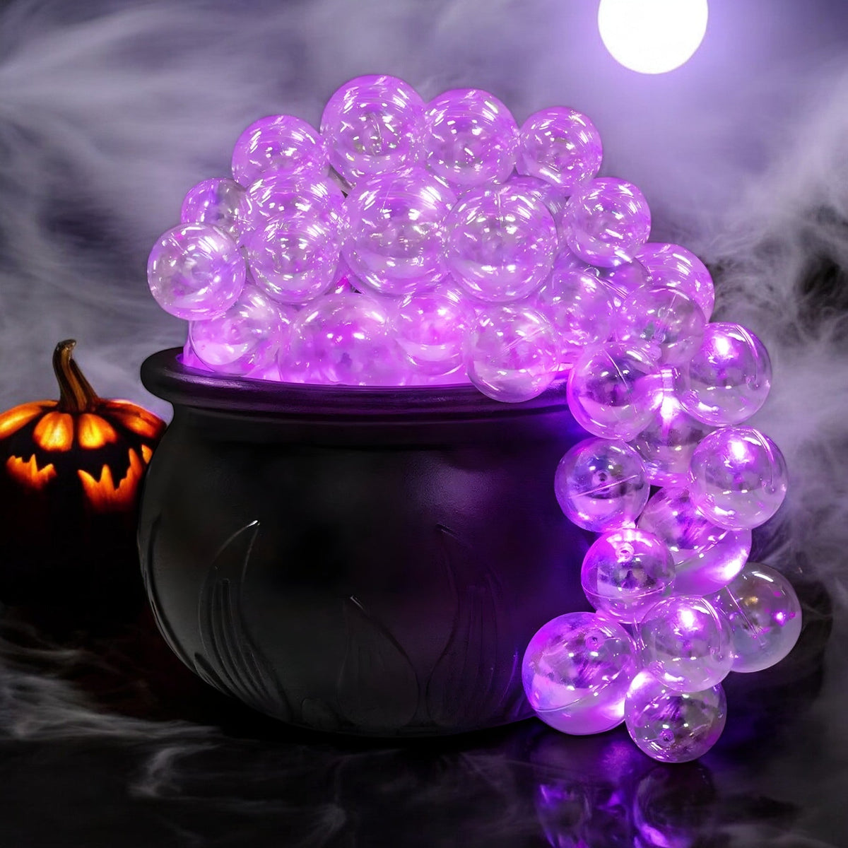 Halloween Troldmandskedel Dekoration | LED-Lys & Fjernbetjening | Borddekorationssæt Til Fester & Sæsonudsmykning | Vanero