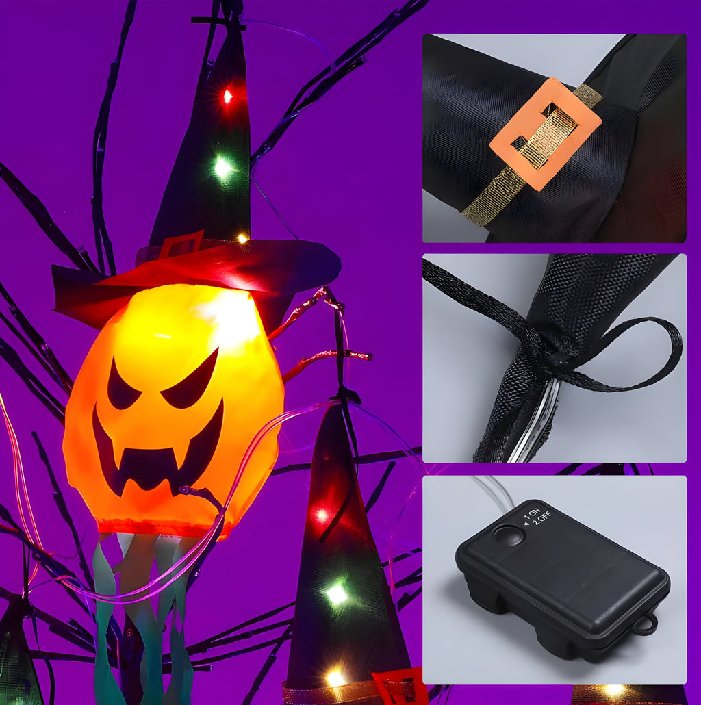 LED Græskar Lyskæde | Batteridrevet Dekorationsbelysning | Hængende Halloween-Lys Til Indendørs & Udendørs Dekoration | Vanero