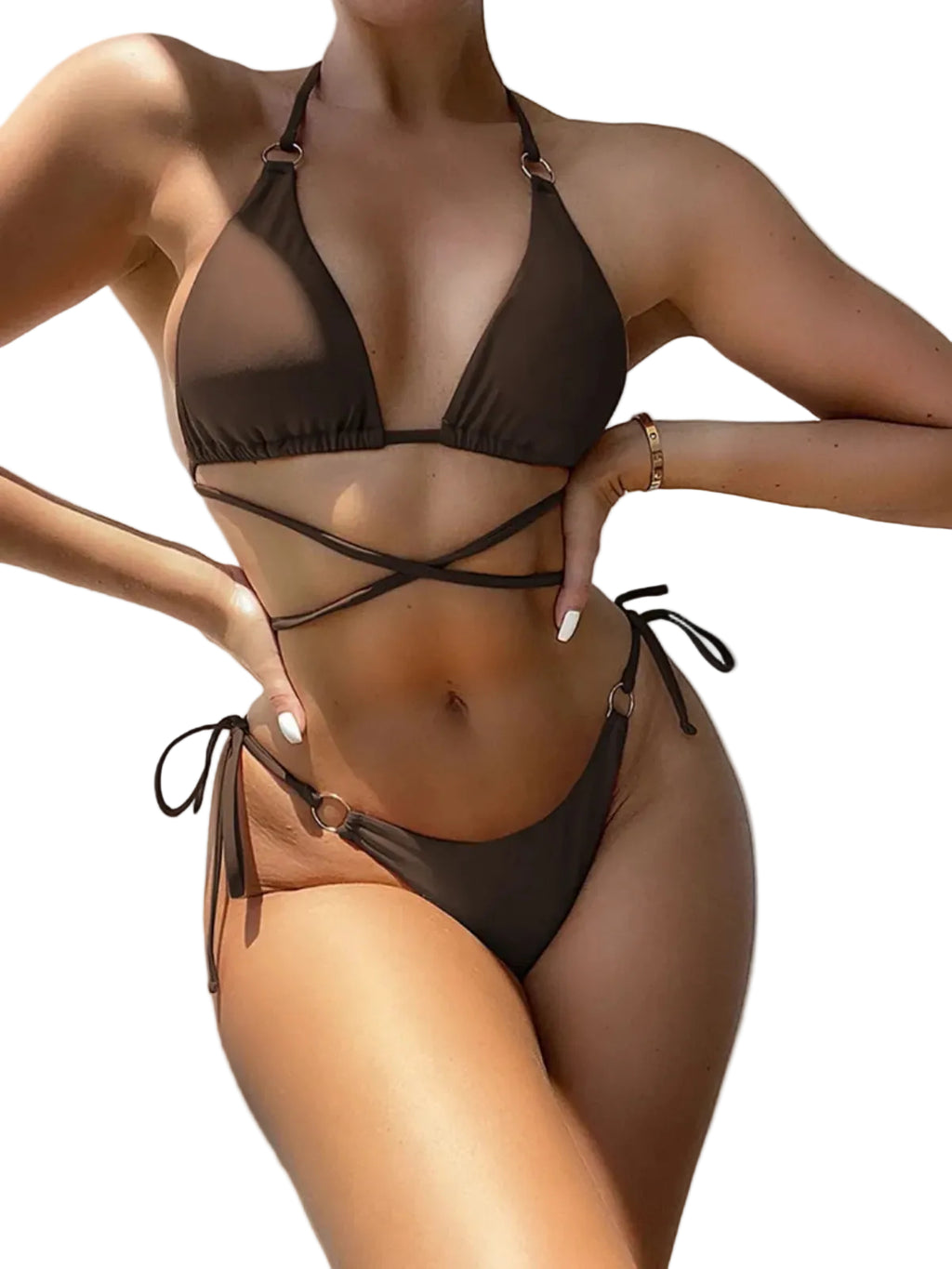 Dame Criss Cross Bikini Sæt | Bindebikini Med Udtagelig Polstring | Strand Og Poolbrug | Vanero