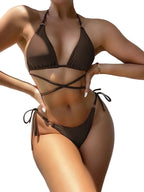 Dame Criss Cross Bikini Sæt | Bindebikini Med Udtagelig Polstring | Strand Og Poolbrug | Vanero