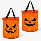 Græskar Slikpose | LED-Belysning & Sammenfoldeligt Design | Genanvendelig Sliktaske Til Halloween & Sæsonbegivenheder | Vanero
