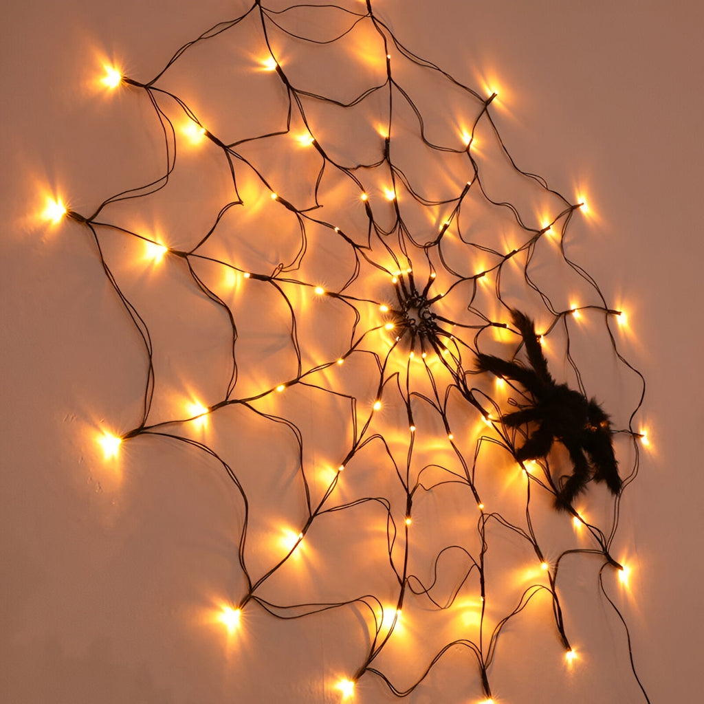 LED Spindelvævslys | USB-Drevet Varm Hvid Belysning | Hængende Halloween-Dekoration Til Fester, Vinduer & Udstillinger | Vanero