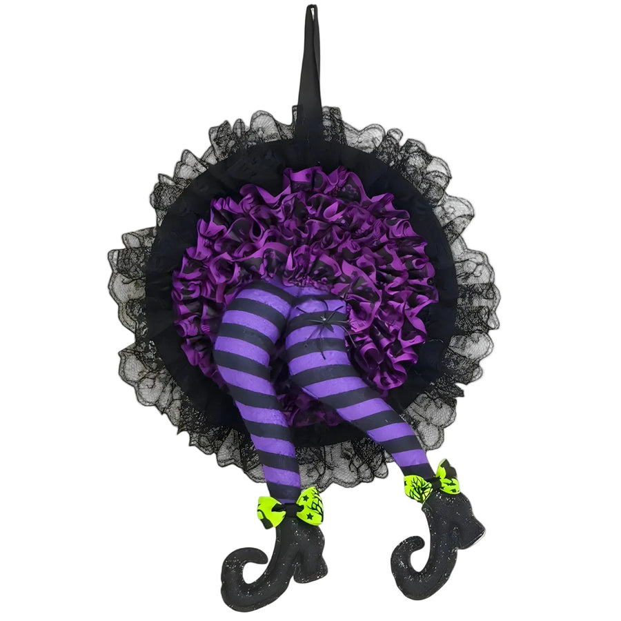 Halloween Heksekrans | Lilla Hængende Ben-Design | Sæsondekoration Til Døre, Indgange, Verandaer & Halloween-Fester | Vanero