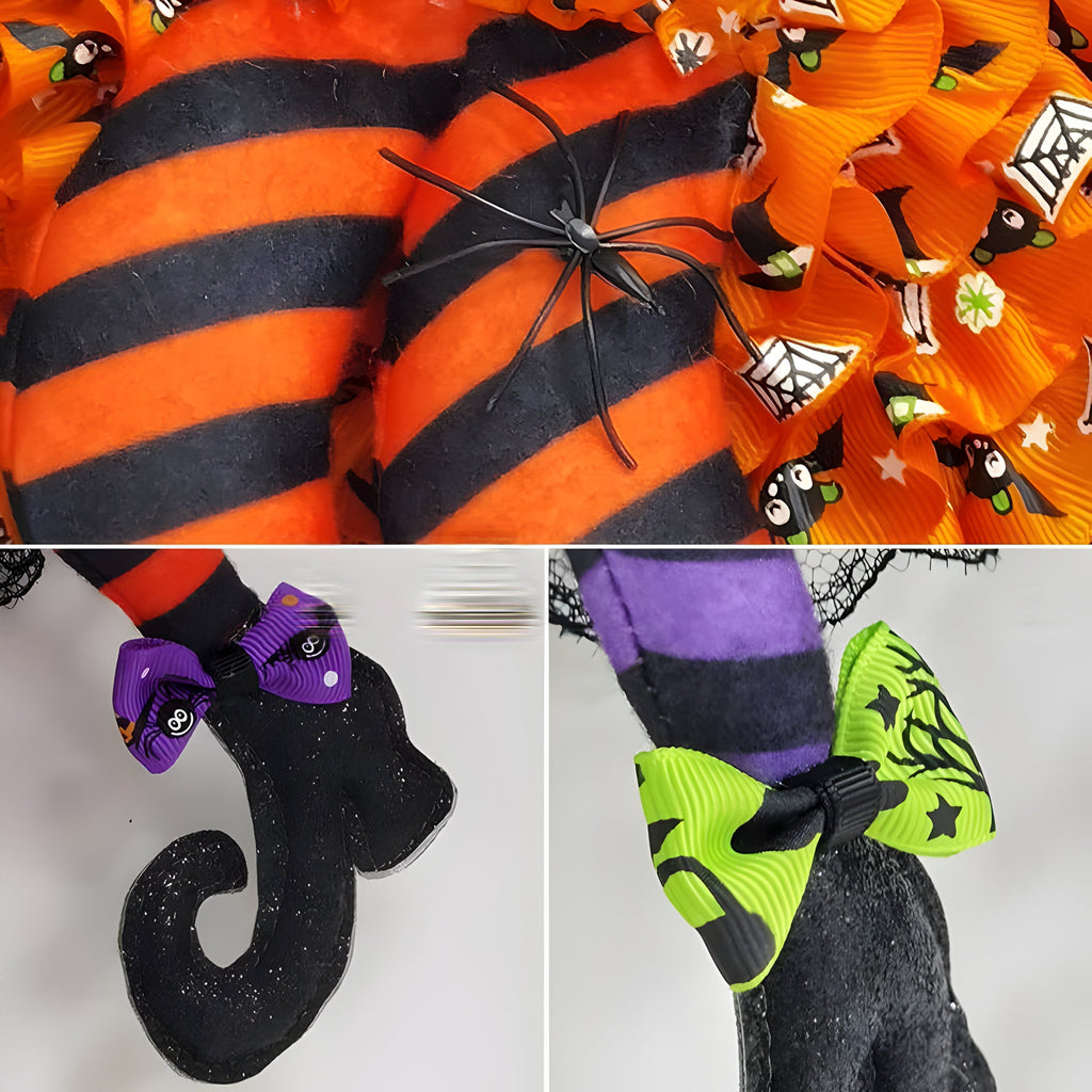 Halloween Heksekrans | Lilla Hængende Ben-Design | Sæsondekoration Til Døre, Indgange, Verandaer & Halloween-Fester | Vanero