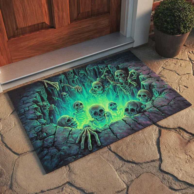 Halloween Dørmåtte | Polyesterfiber Med 3D-Optisk Illusion | Rektangulær 40 × 60 cm Gulvmåtte Til Indendørs Indgange | Vanero