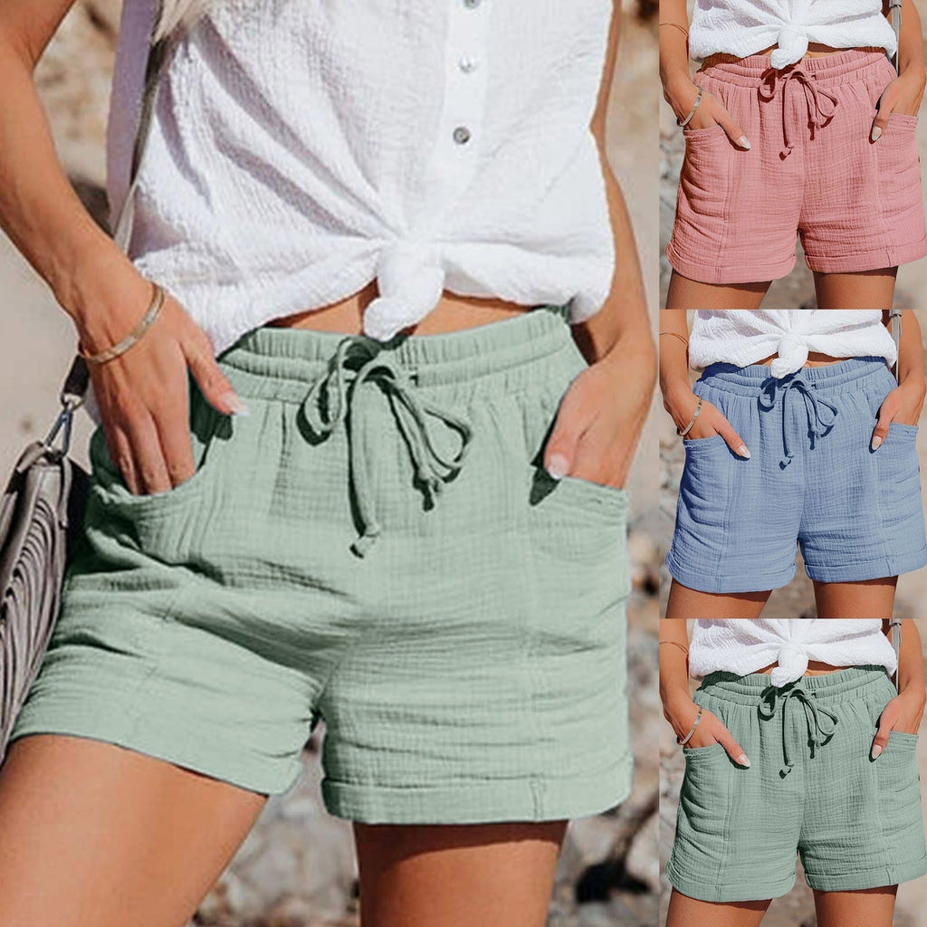 Dameshorts Bomuld | Relaxed Fit Shorts | Elastisk Talje Design til Hverdagsbrug & Fritidsaktiviteter | Vanero