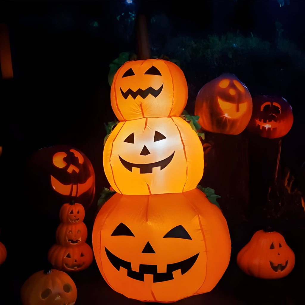 Oppustelig Græskardekoration | Indbyggede LED-Lys & Elektrisk Oppustning | Stor Halloween-Pynt Til Have & Udendørs Brug | Vanero