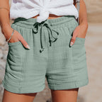 Dameshorts Bomuld | Relaxed Fit Shorts | Elastisk Talje Design til Hverdagsbrug & Fritidsaktiviteter | Vanero
