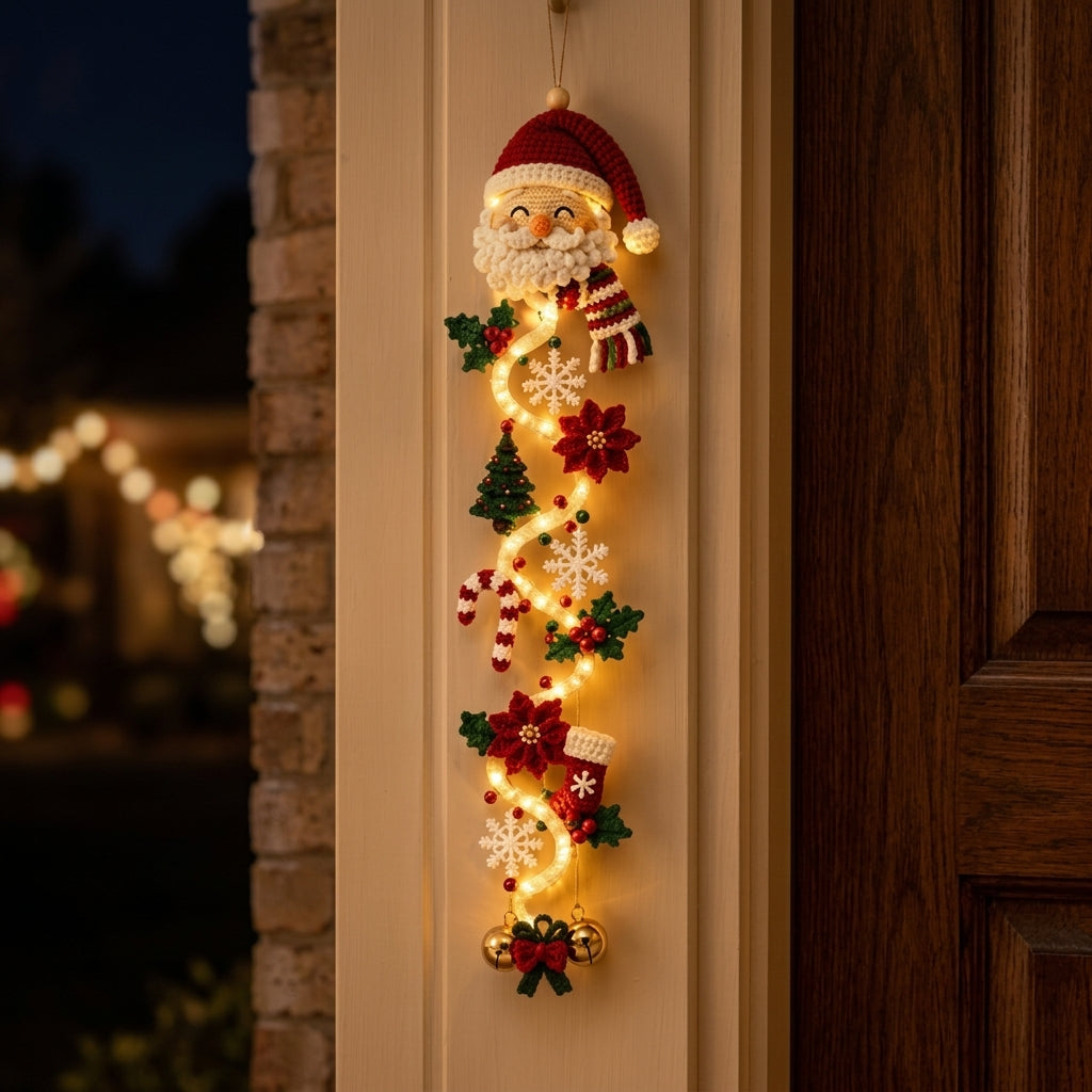 LED-Juleophæng | Stof & Plast Med Integreret LED-Belysning | 50 cm Vertikal Juledekoration Til Indendørs Døre & Vægge | Vanero