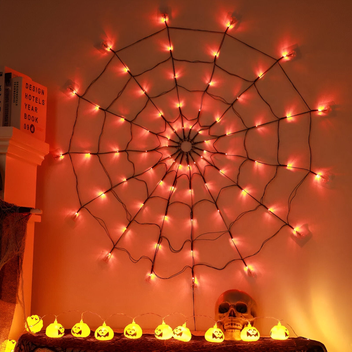 LED Spindelvævslys | USB-Drevet Varm Hvid Belysning | Hængende Halloween-Dekoration Til Fester, Vinduer & Udstillinger | Vanero