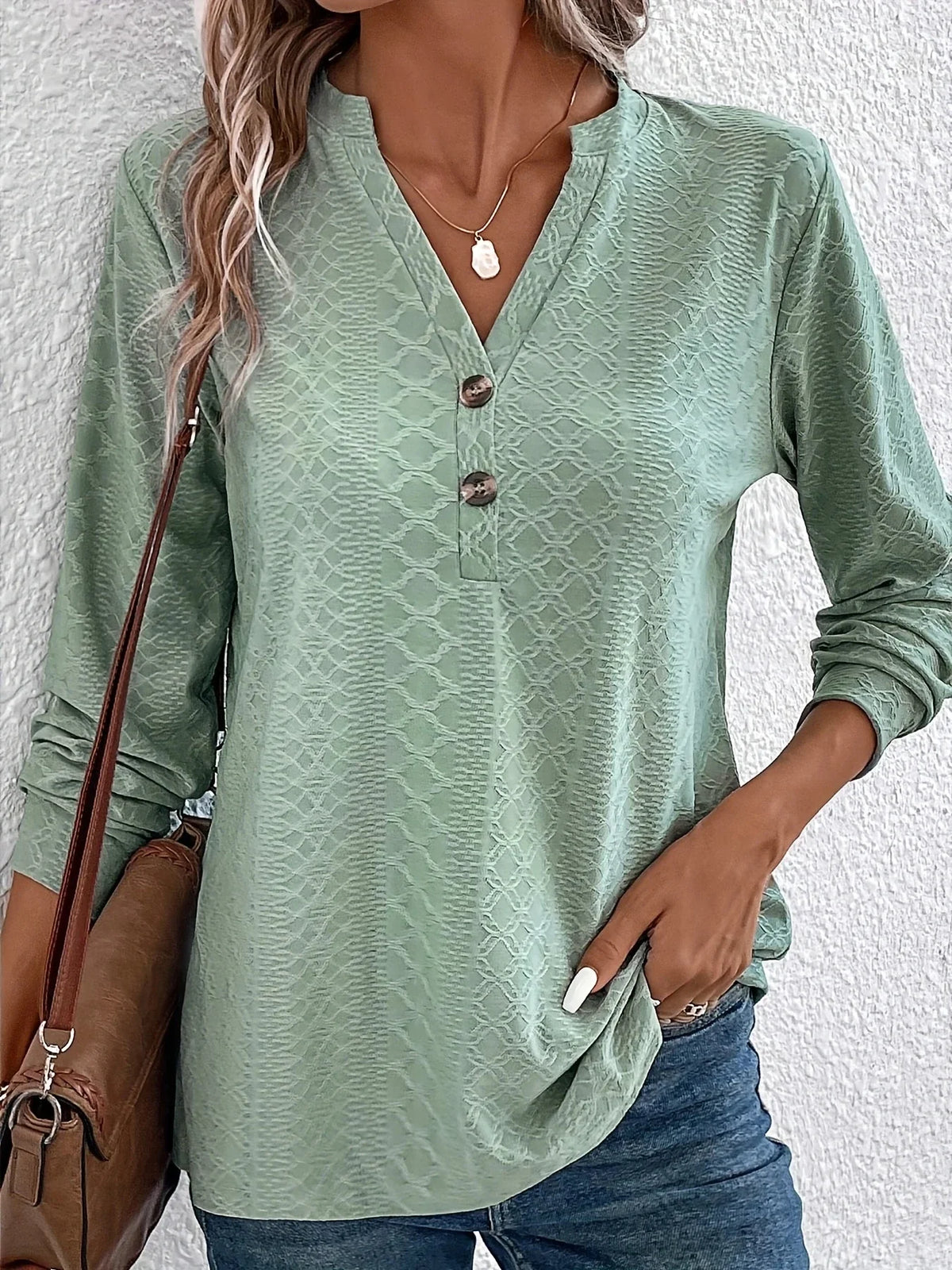 Damebluse Bomulds-Polyesterblanding | Regular Fit Bluse Med Knaplukning | Struktureret Design til Hverdagsbrug & Formelle Anledninger | Vanero