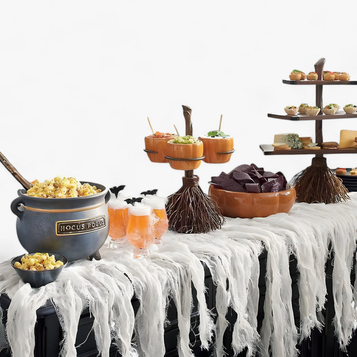 Kedel Serveringsskål | Stor Kapacitet & Halloween-Design | Bordskål Til Snacks, Godbidder, Temafester & Sæsondekoration | Vanero