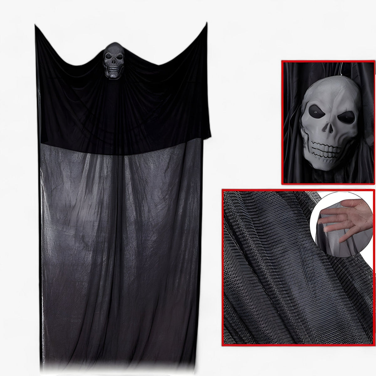Hængende Skeletdekoration | LED-Øjne & Lydeffekter | Ophængt Halloween-Pynt Til Fester, Spøgelseshuse & Sæsondekoration | Vanero